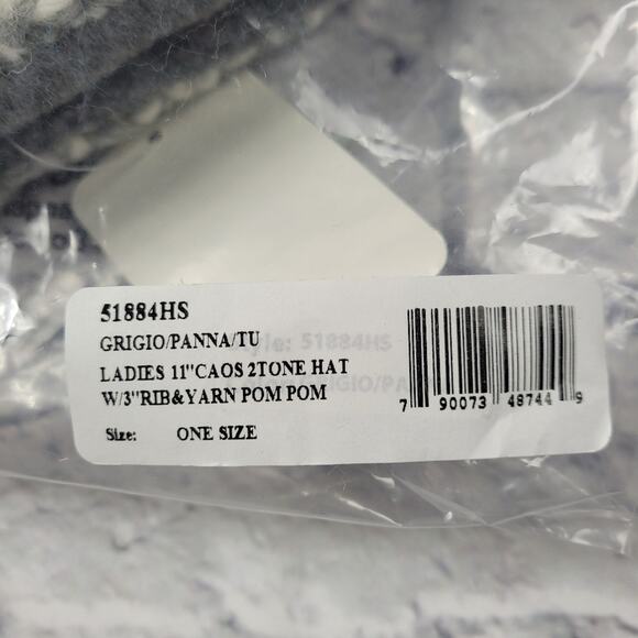 NWT Chunky Gray & Blue Pom Pom Hat by Portolano main image 5